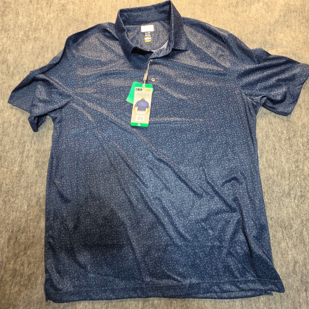 Greg Norman ML75 Play Dry Golf Polo Shirt Mens XL Navy Blue Swirl Pattern NWT